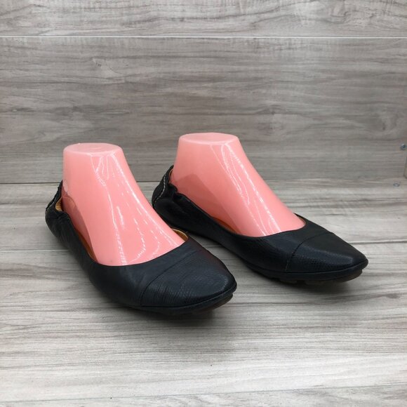 Peter Millar Ballet Flats Womens 8.5M Black Leather Slip On Shoes - Picture 3 of 13